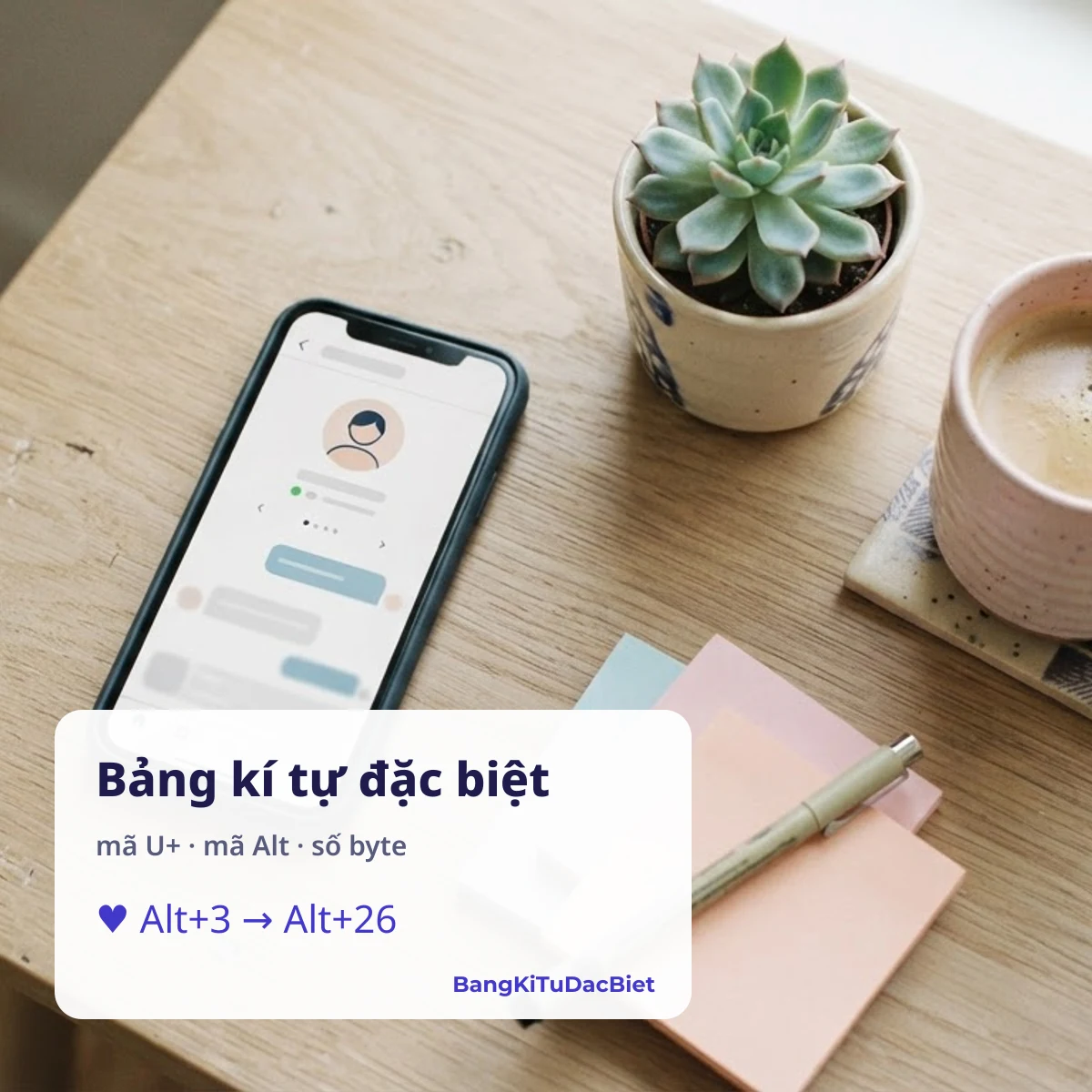 Bảng kí tự đặc biệt với mã U+ và mã Alt