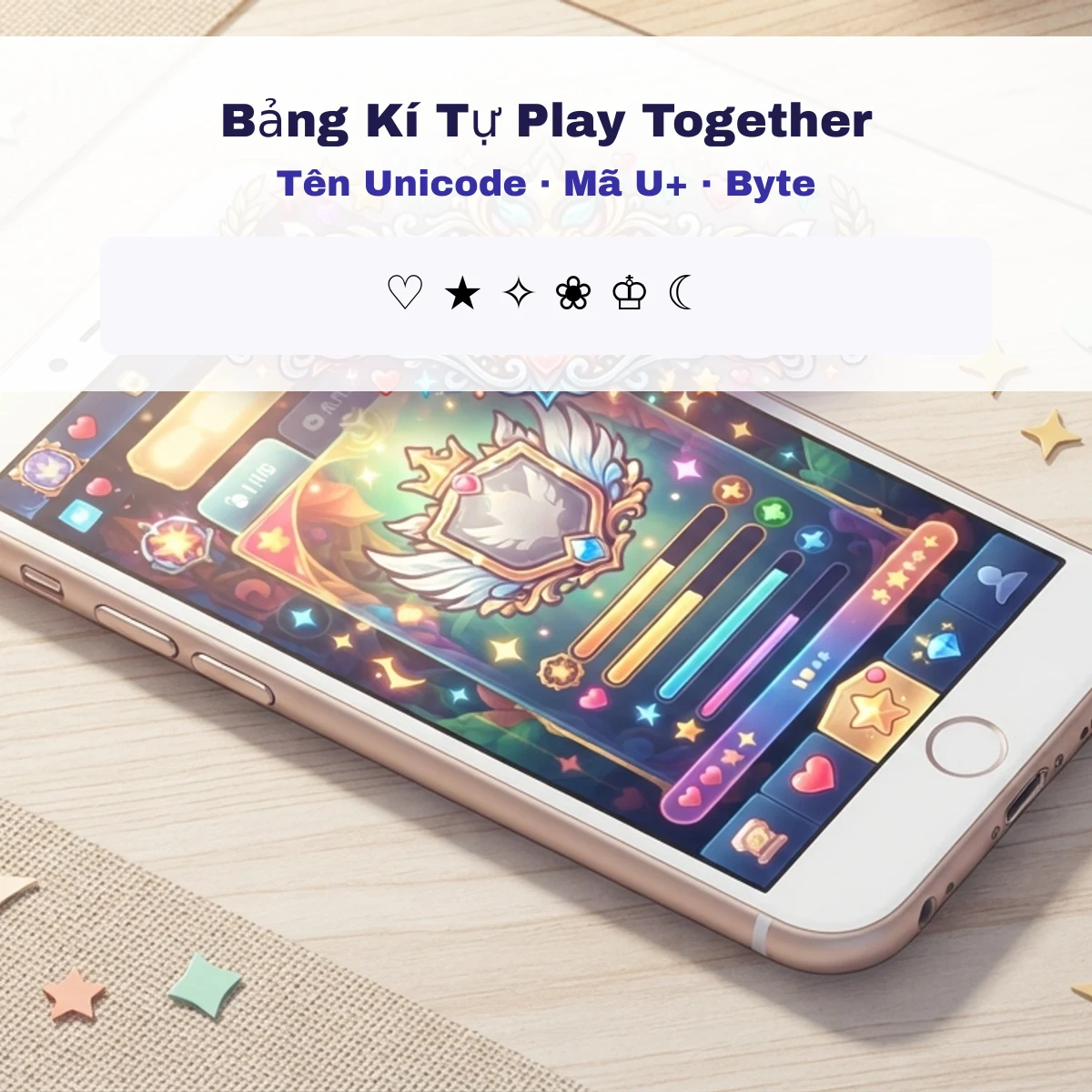 Bảng kí tự Play Together tên Unicode mã U+ và byte